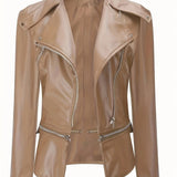 elveswallet  Two-way Wear Zip Up Jacket, Elegant Long Sleeve Lapel Neck Jacket, Women's Clothing