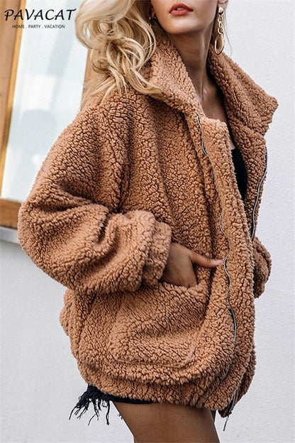 elveswallet Faux Lambswool Oversized Coat