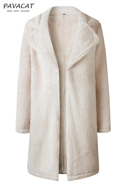 elveswallet Feeling of Warmth Faux Fur Longline Coat - Beige