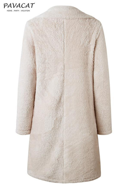 elveswallet Feeling of Warmth Faux Fur Longline Coat - Beige