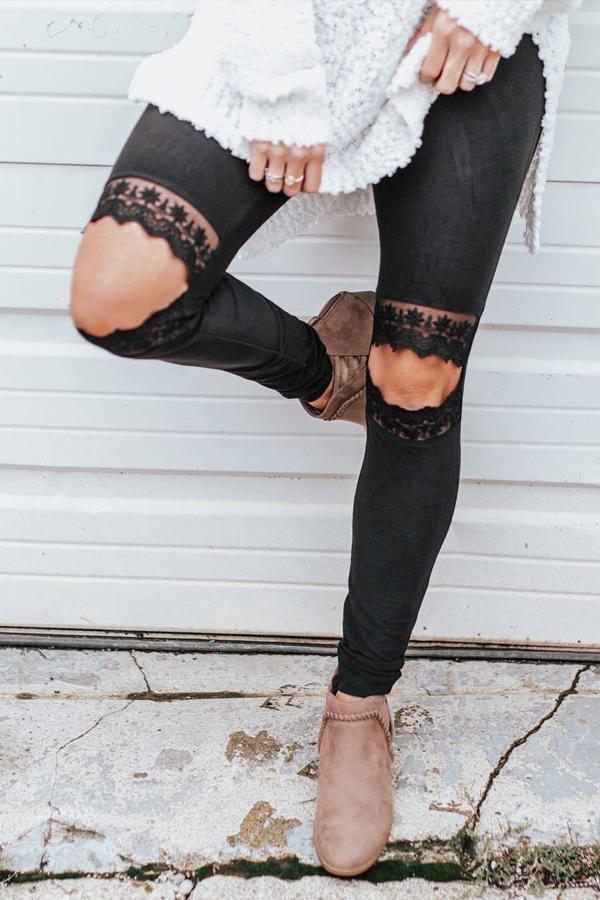 elveswallet Lace Cut Out Skinny Pants