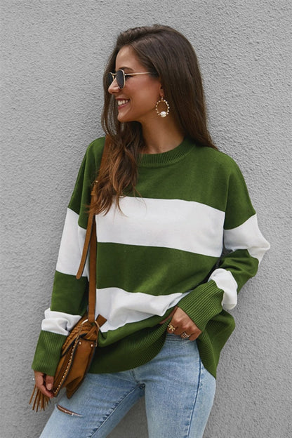 elveswallet Leisure Color Block Loose Sweater