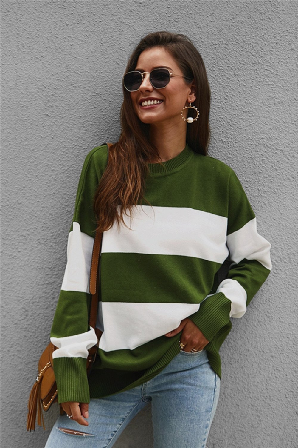 elveswallet Leisure Color Block Loose Sweater