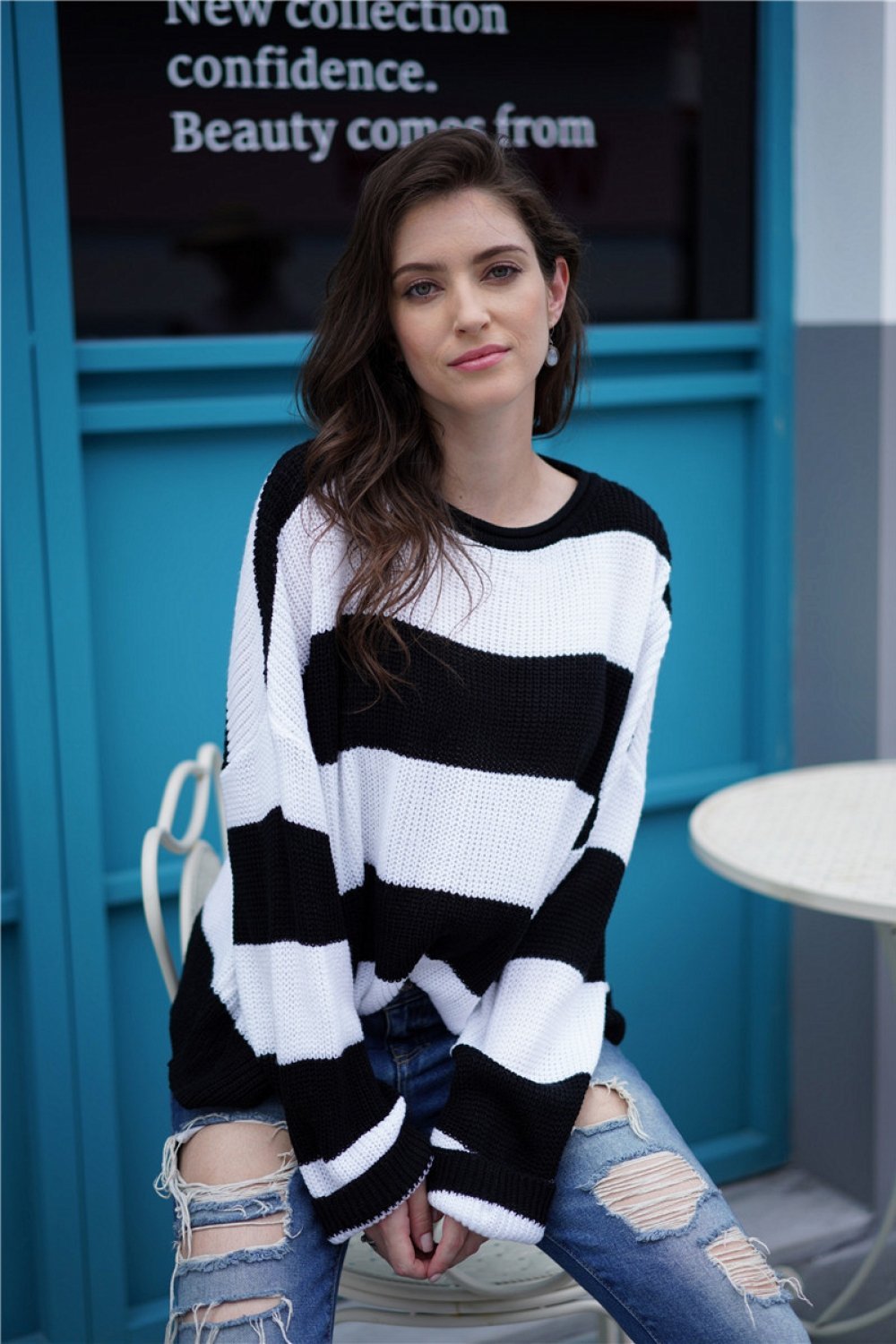 elveswallet Leisutr Striped Round Neck Sweater