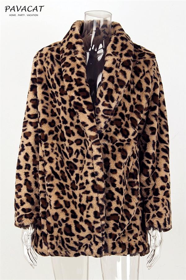 elveswallet Leopard Artificial Fur Long Cardigan