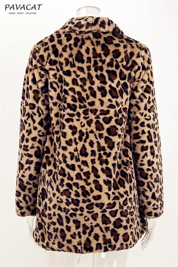 elveswallet Leopard Artificial Fur Long Cardigan