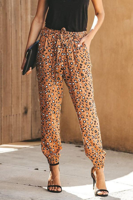 elveswallet Leopard Straight Belt Pants