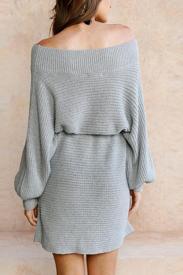 elveswallet Off The Shoulder Batwing Sleeve Sweater Dress