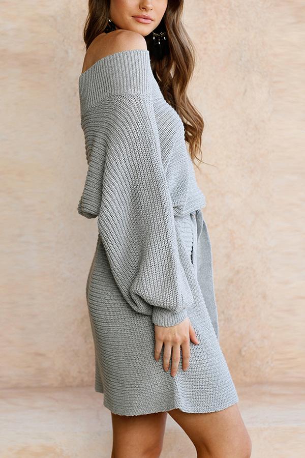 elveswallet Off The Shoulder Batwing Sleeve Sweater Dress