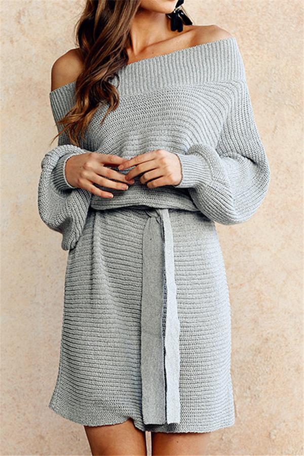 elveswallet Off The Shoulder Batwing Sleeve Sweater Dress