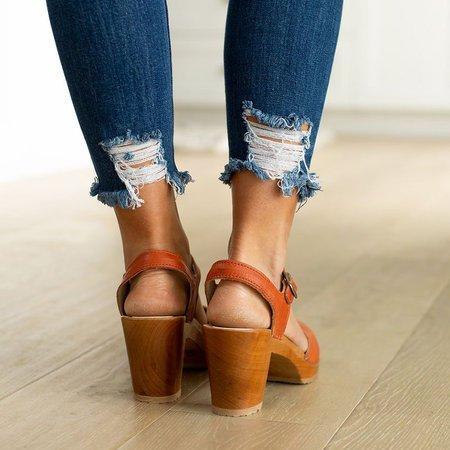 elveswallet Orange Peep Toe Casual Sandals