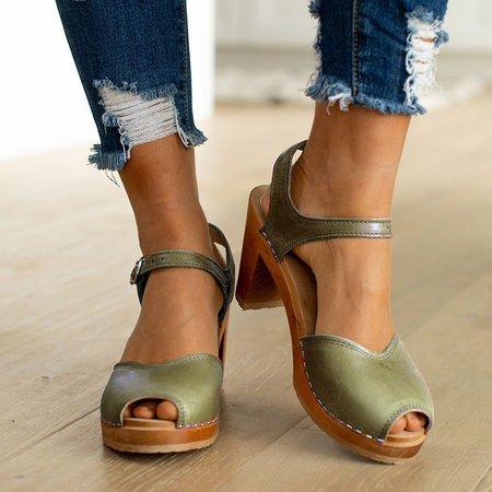 elveswallet Orange Peep Toe Casual Sandals