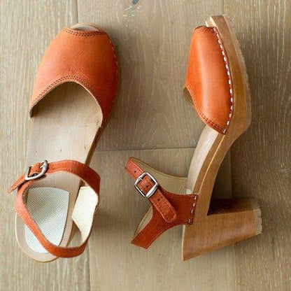 elveswallet Orange Peep Toe Casual Sandals