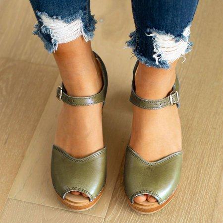 elveswallet Orange Peep Toe Casual Sandals