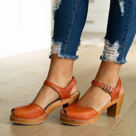 elveswallet Orange Peep Toe Casual Sandals