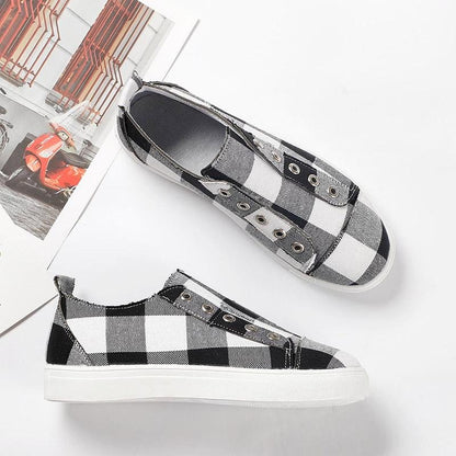 elveswallet Plaid Canvas Vulcanized Sneakers