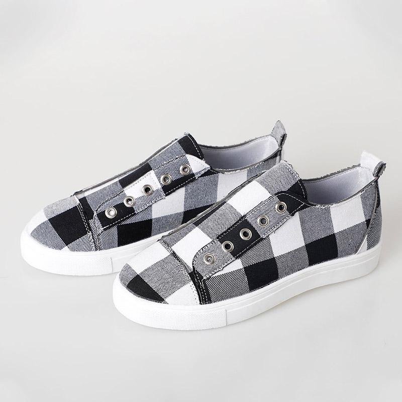 elveswallet Plaid Canvas Vulcanized Sneakers