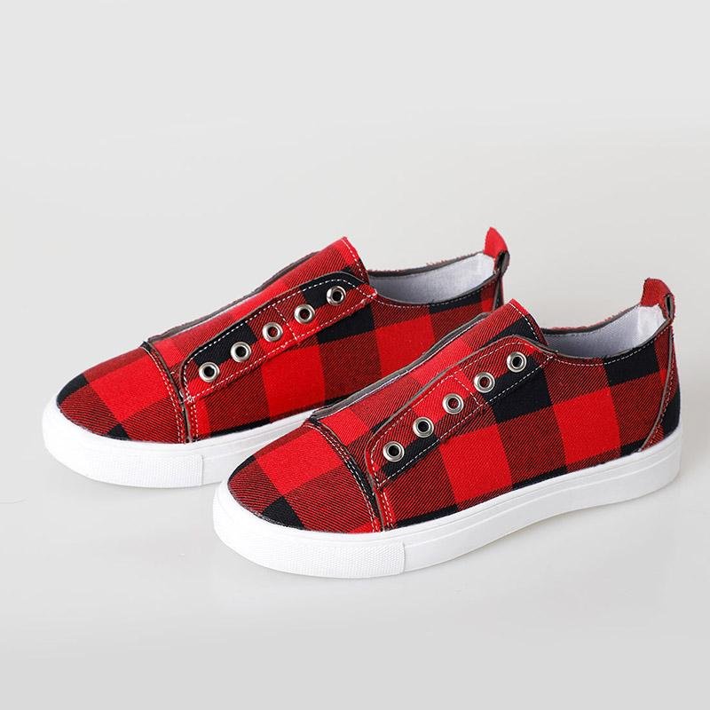 elveswallet Plaid Canvas Vulcanized Sneakers