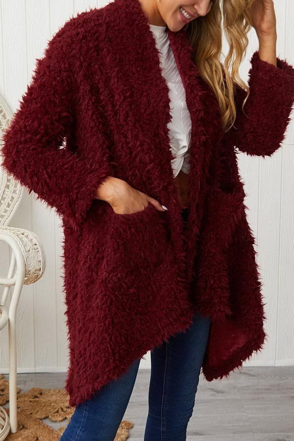 elveswallet Plush Long Sleeve Irregular Coat