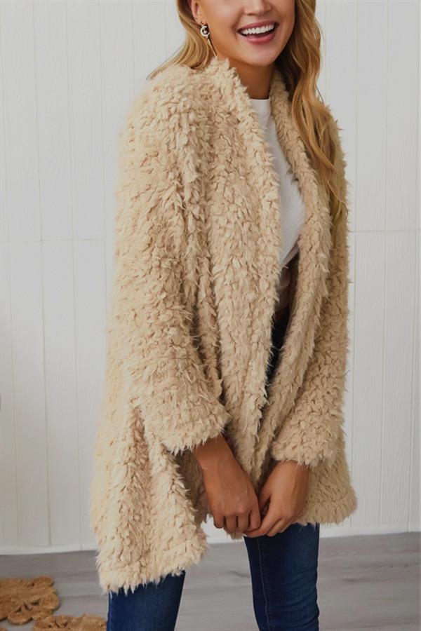 elveswallet Plush Long Sleeve Irregular Coat