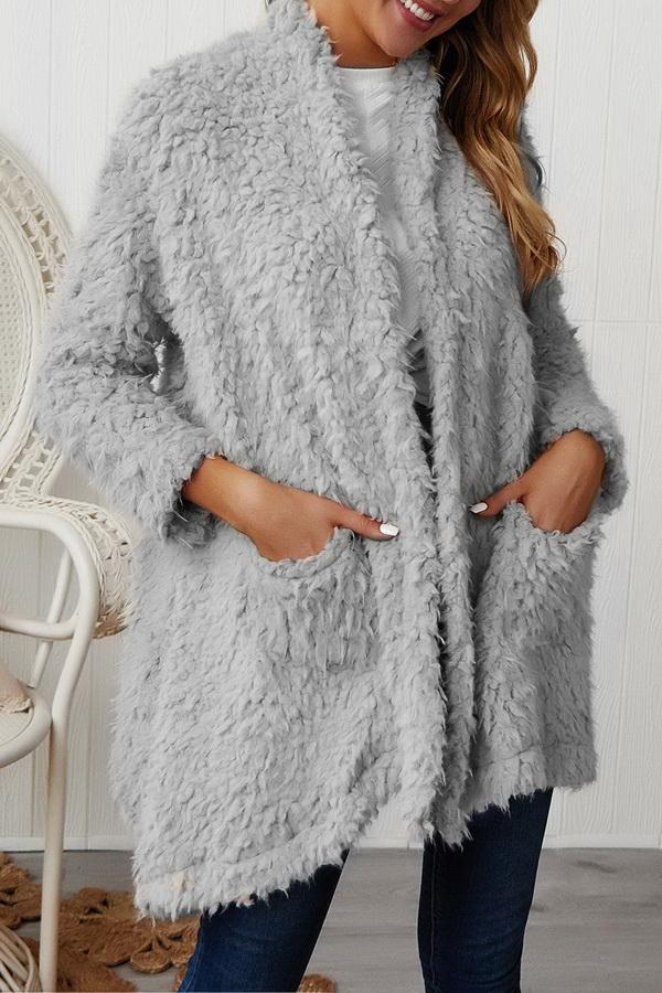 elveswallet Plush Long Sleeve Irregular Coat