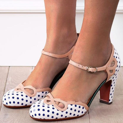 elveswallet Polka Dot Hollow High Heel Sandals