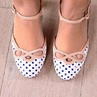 elveswallet Polka Dot Hollow High Heel Sandals