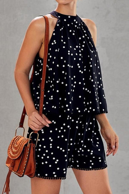 elveswallet Polka-dot Loose Floral Casual Jumpsuits