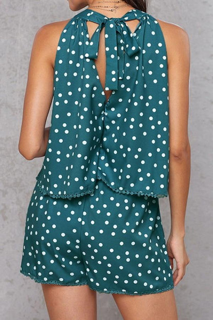 elveswallet Polka-dot Loose Floral Casual Jumpsuits