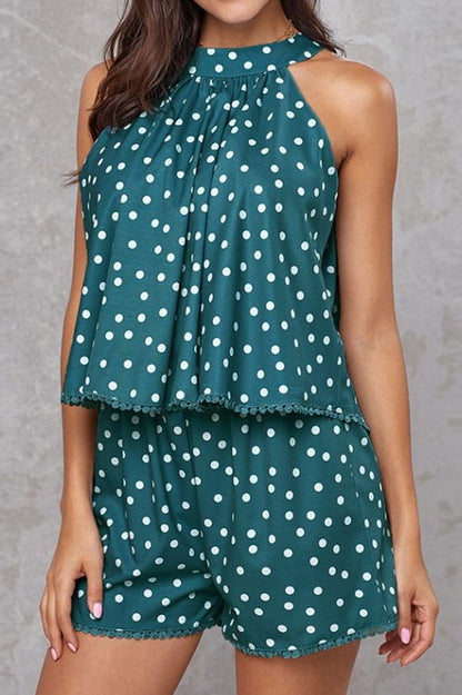 elveswallet Polka-dot Loose Floral Casual Jumpsuits