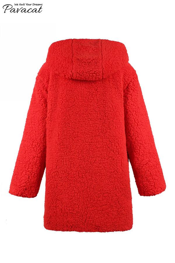 elveswallet Reversible Faux Lambswool Thick Jacket - Pink/Red