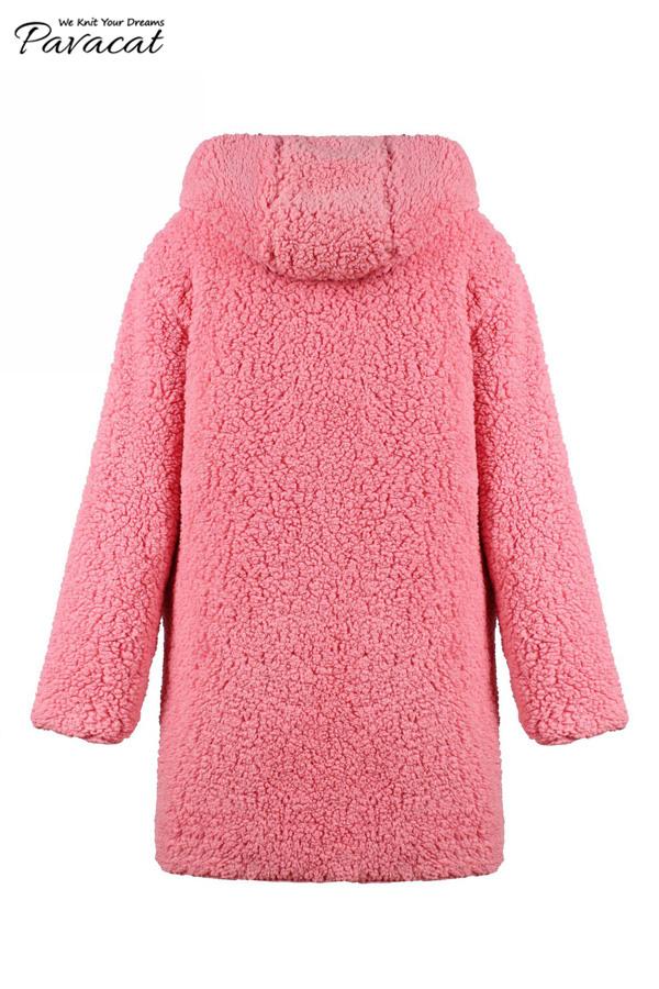 elveswallet Reversible Faux Lambswool Thick Jacket - Pink/Red