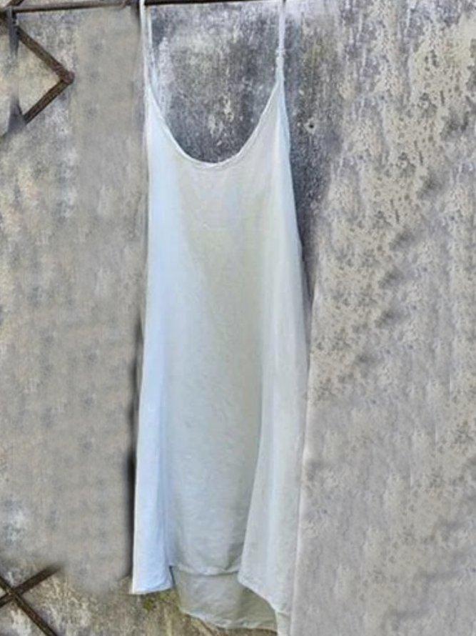 Elveswallet Solid Plus Size Casual Sleeveless Cotton Dress Sundress
