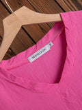 Casual Cotton-Blend V-Neck Short Sleeve Dresses