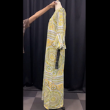 Summer Long Sleeve Maxi Dress African Ladies Rich Bazin Golden Print Vintage Plus Size 3XL Floor Length Women Party Long Dress