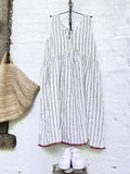 ElveswalletV Neck Sleeveless Stripe Stitching Dress