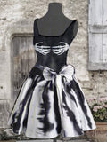 Elveswallet A-line Skull Printing Halloween Party Cosplay Apron Dress