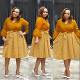 ElveswalleT new summer elegent fashion style african women printing plus size polyester dress L-3XL