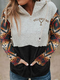 Women's Printed Hooded Fleece Shirt Long Sleeve Sweater Coat
