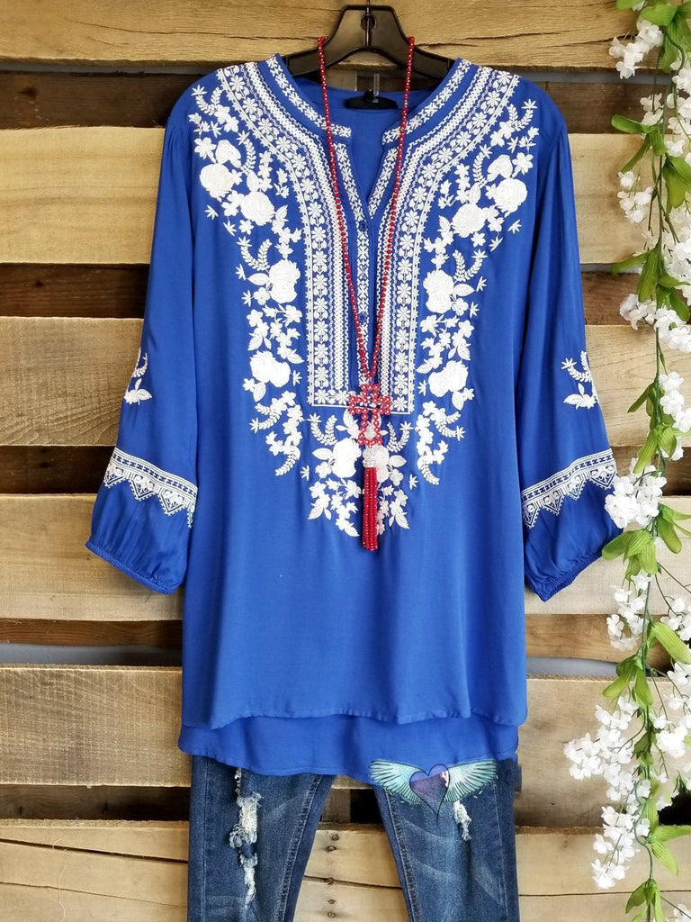 V Neck Casual Long Sleeve Floral Pattern Top