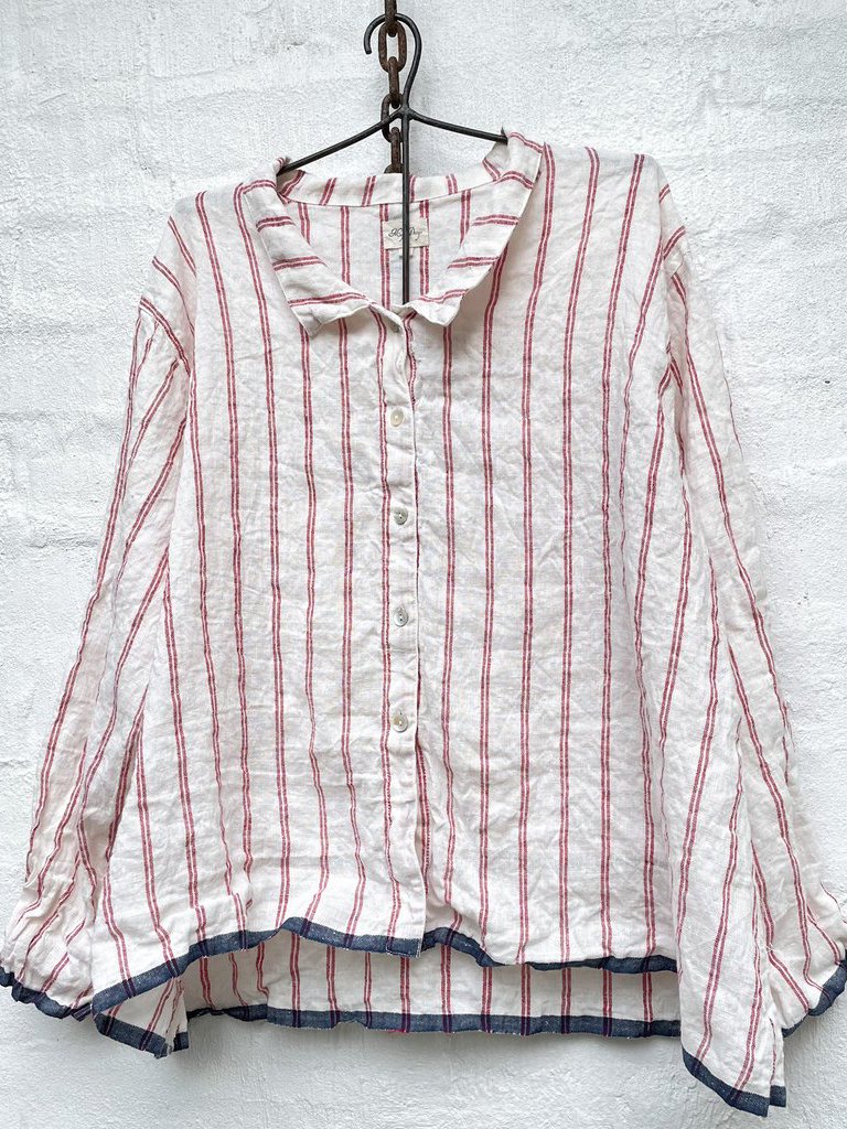 ElveswalletWomen's Striped Pattern Shirt Collar Casual Shirt