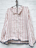Women's Striped Pattern Shirt Collar Casual Shirt