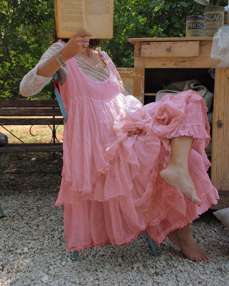 Elveswallet Lace Solid Color Dress
