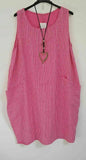 Elveswallet Ladies Stripe Design Summer Linen Cotton Long Pocket Top
