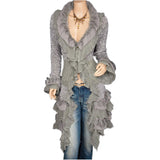 Cardigan Sweater Women's Knitted Single-breasted Lace Bell Sleeve Mid-length Coat