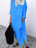 Elveswallet V Neck Short Sleeve Solid Color Casual Dress