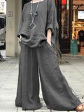 Solid Color Wide-leg Pants Casual Two-piece Suits