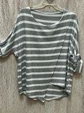 Casual Stripe Top With Solid Color Pants Two-piece Set
