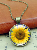 Elveswallet Sunflower Time Gemstone Pendant Necklace