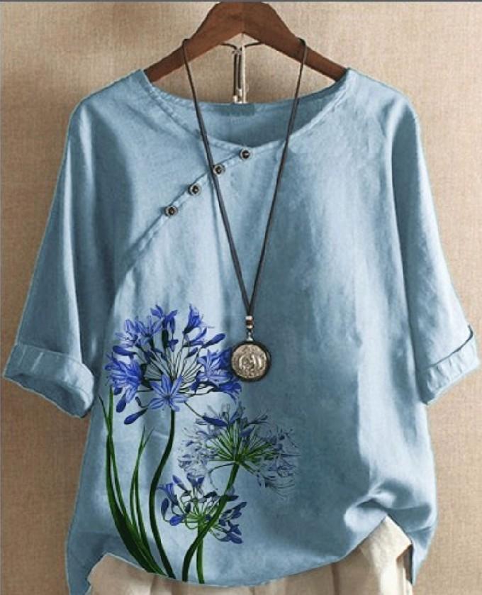 Retro Embroidered Short-Sleeved T-Shirt